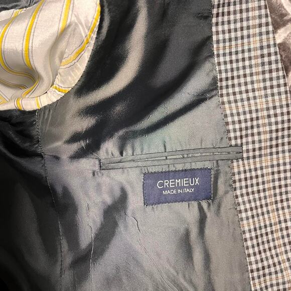 Cremieux Loro Piana Wool Blazer Men's 44L Black Brown Small Check Plaid Autumn - Picture 4 of 11